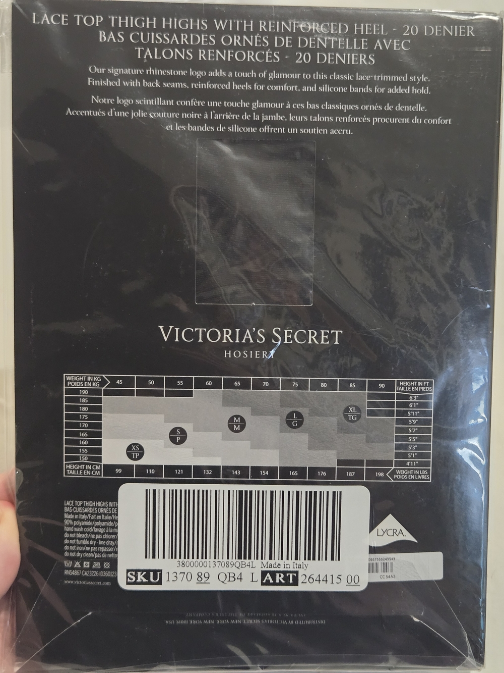 Victoria's Secret Lace Top Thigh High Stockings Back Seam NWT L - Picture 2 of 2